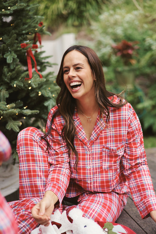Ladies Collared Set - RED PLAID