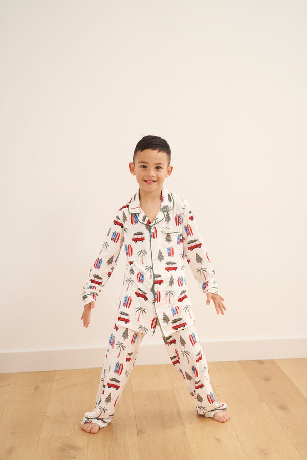 Kid's Collared Button up Set - CALI CHRISTMAS