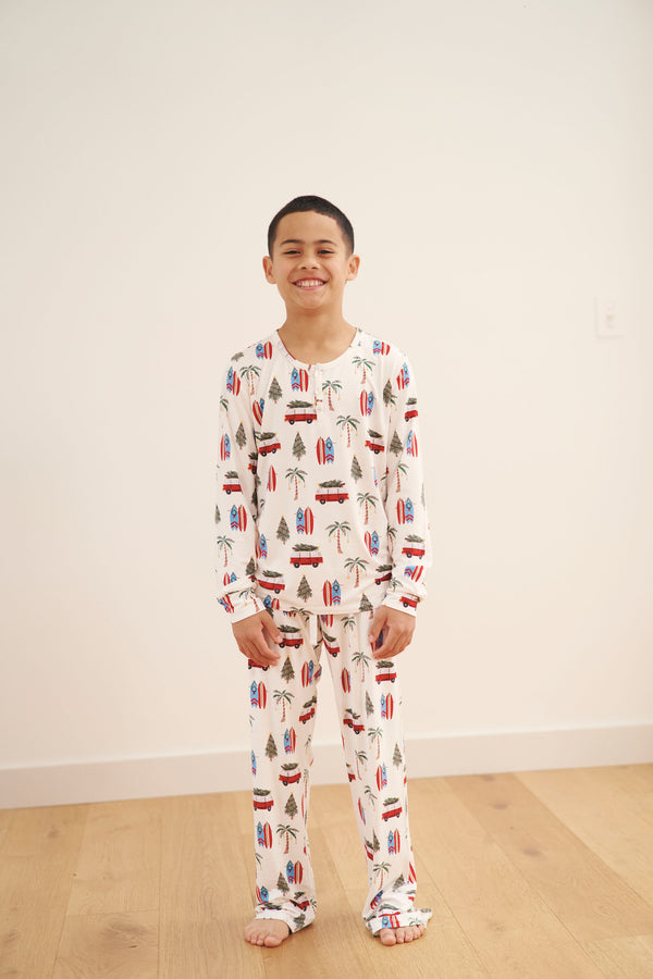 YOUTH Henley Wide Leg Pant Set - CALI CHRISTMAS