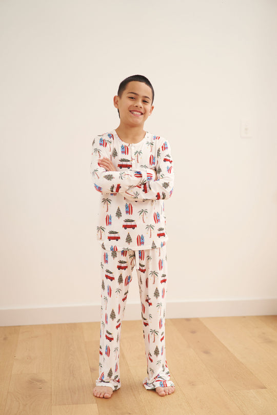 YOUTH Henley Wide Leg Pant Set - CALI CHRISTMAS