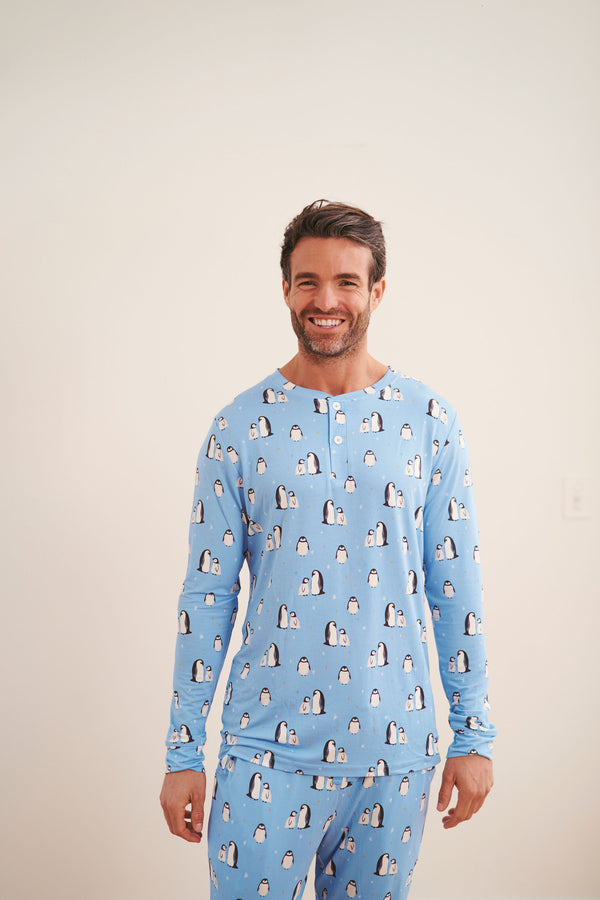 Men's Henley Jogger Set - PENGUINS