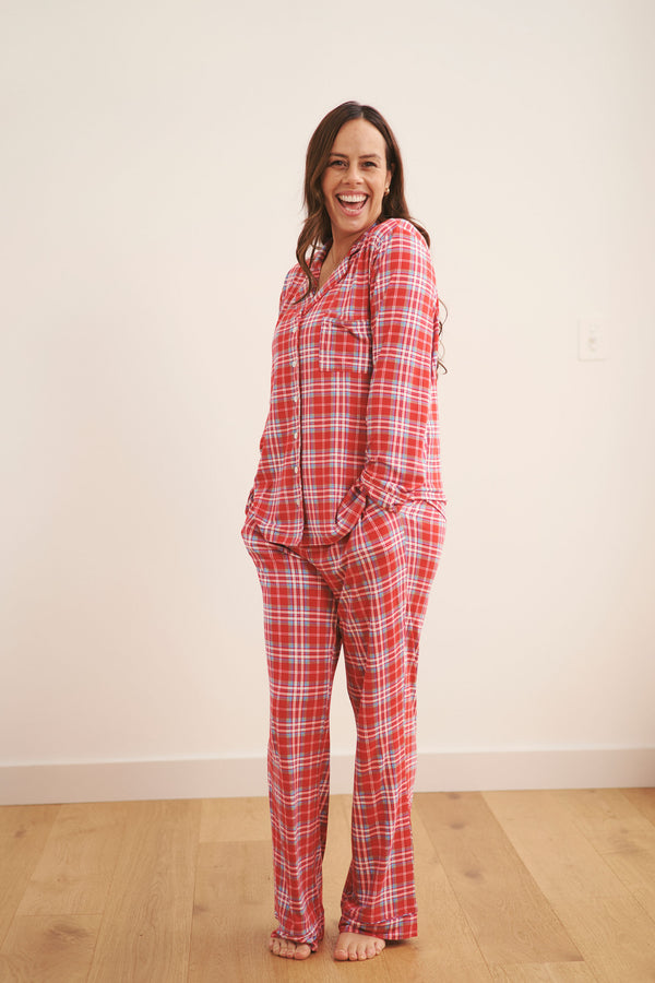 Ladies Collared Set - RED PLAID