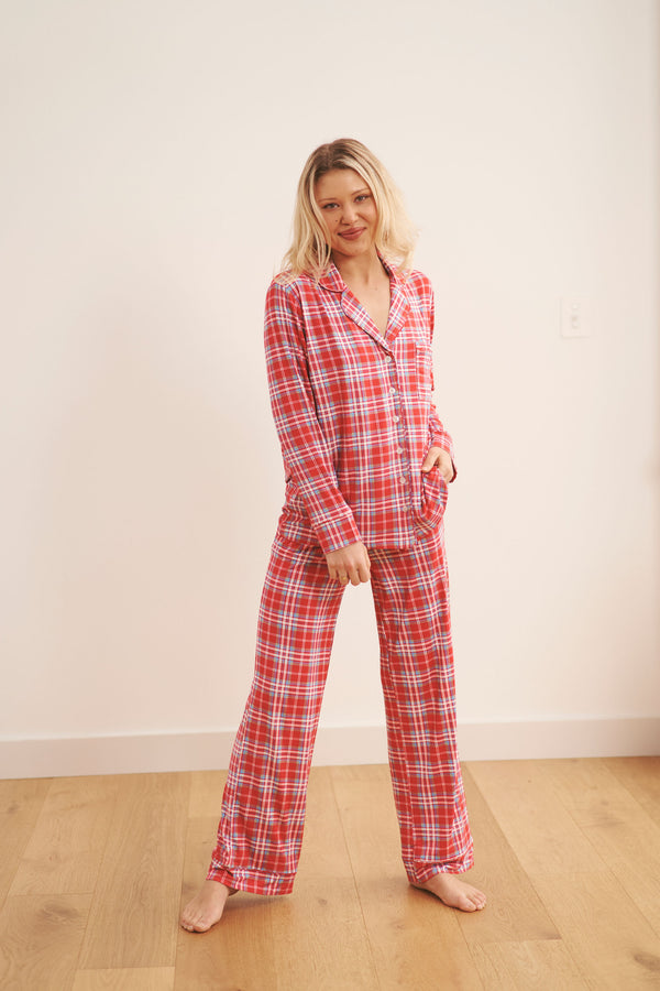 Ladies Collared Set - RED PLAID