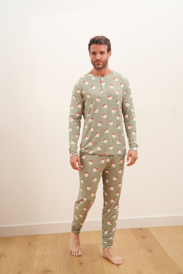 Men's Henley Jogger Set - SANTA