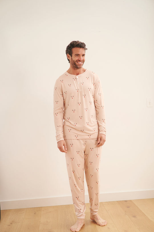 Men's Henley Jogger Set - REINDEER