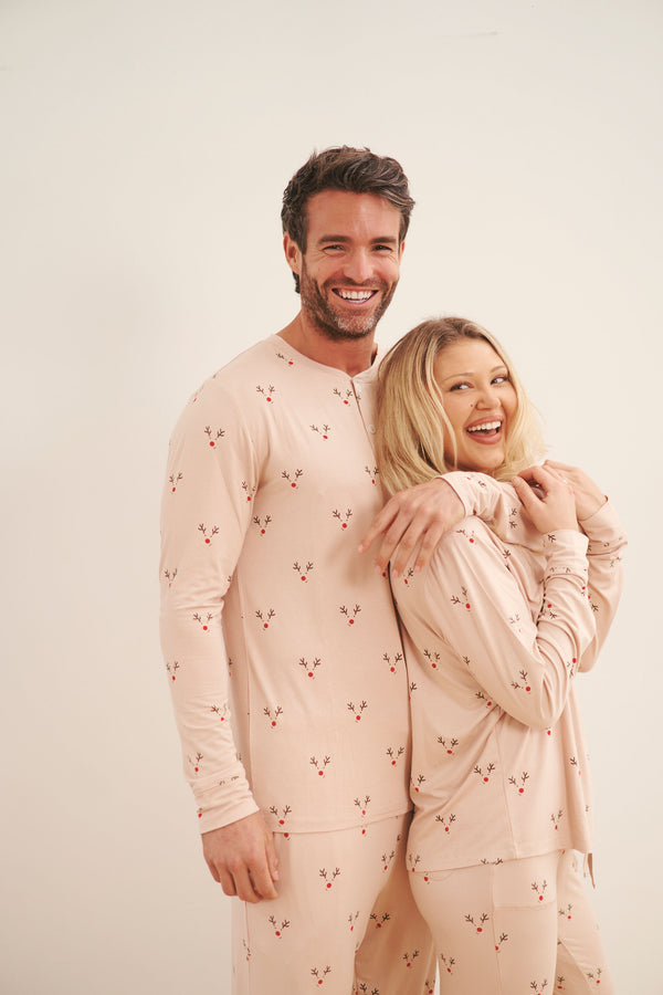 Ladies Henley Jogger Set - REINDEER