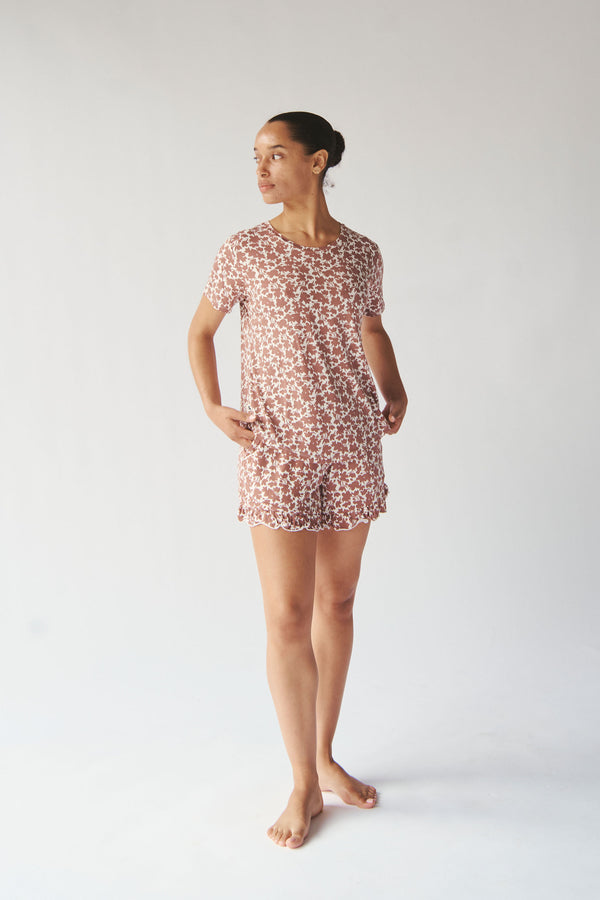 Ladies Ruffled Short Set - MEADOW