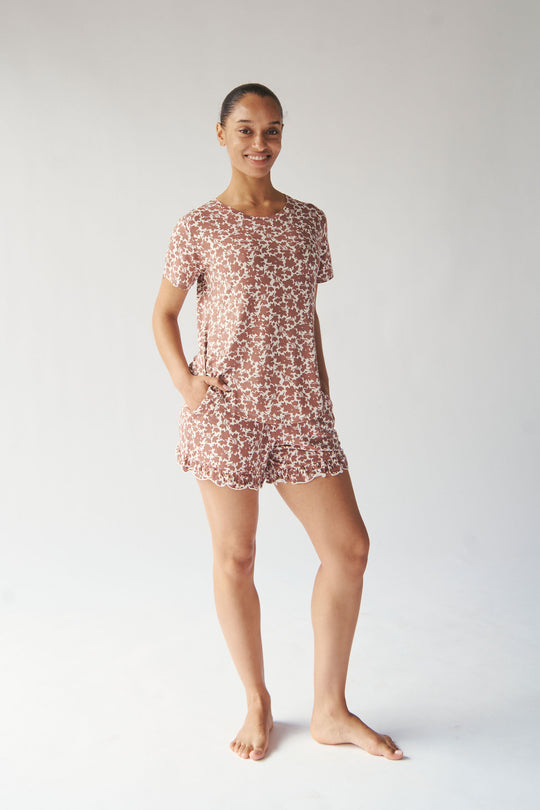 Ladies Ruffled Short Set - MEADOW