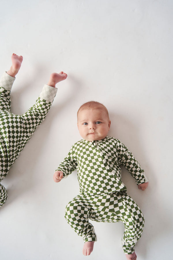 Zipper Sleeper - GREEN CHECK