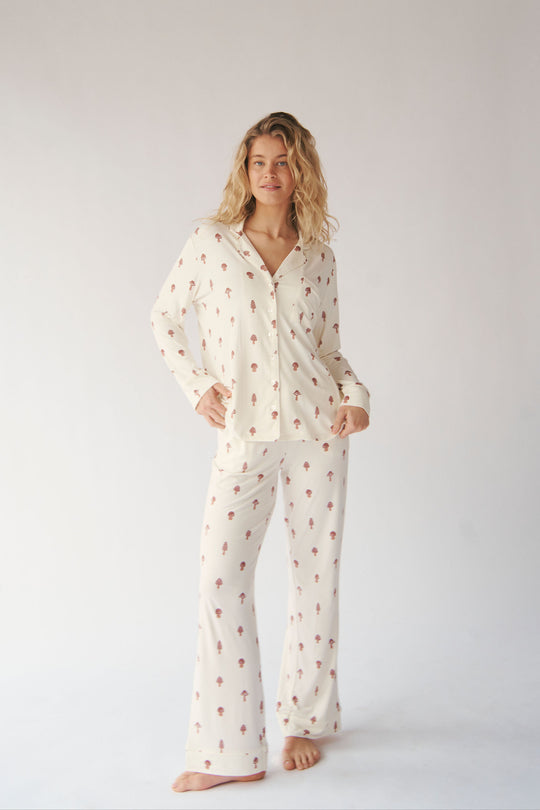 Ladies Collared Set - MUSHROOM