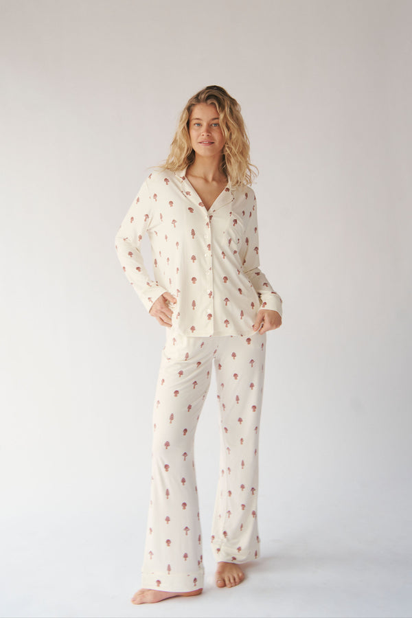 Ladies Collared Set - MUSHROOM