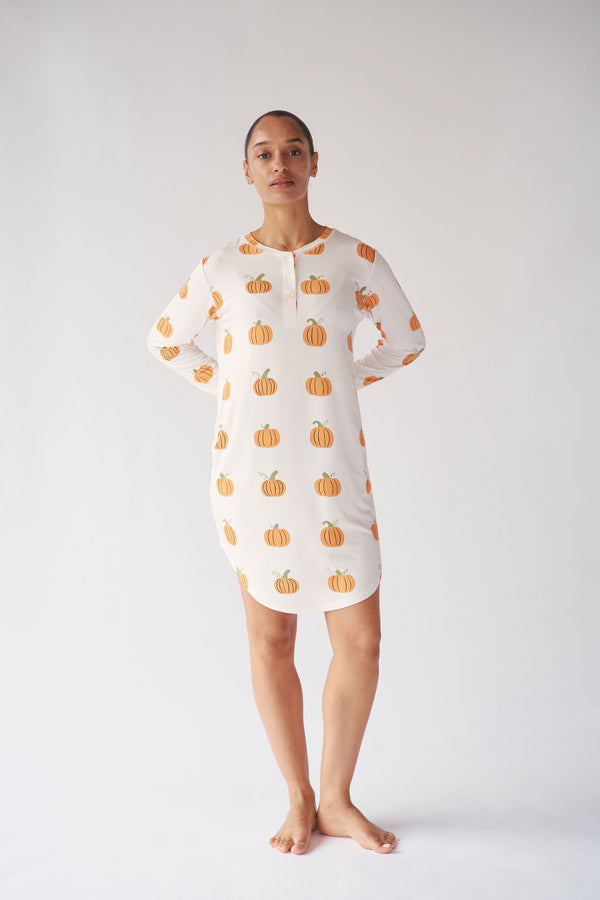 Ladies Henley Nightgown - PUMPKIN