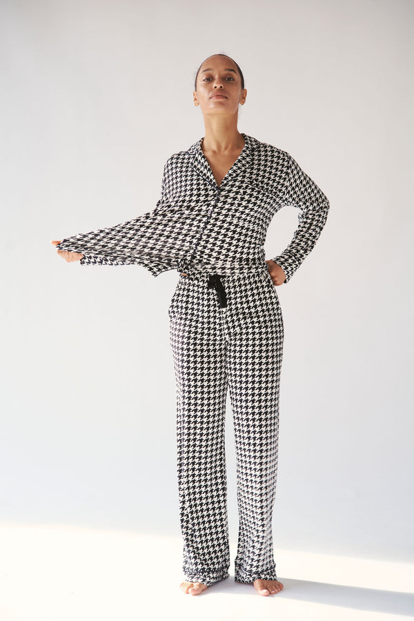 Ladies Collared Set - HOUNDSTOOTH