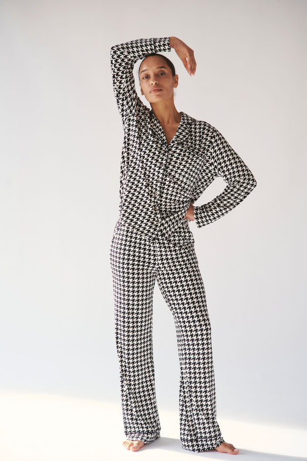 Ladies Collared Set - HOUNDSTOOTH