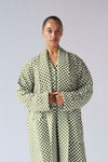 Ladies Quilted Robe - GREEN CHECK