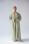Ladies Quilted Robe - GREEN CHECK