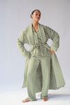 Ladies Quilted Robe - GREEN CHECK
