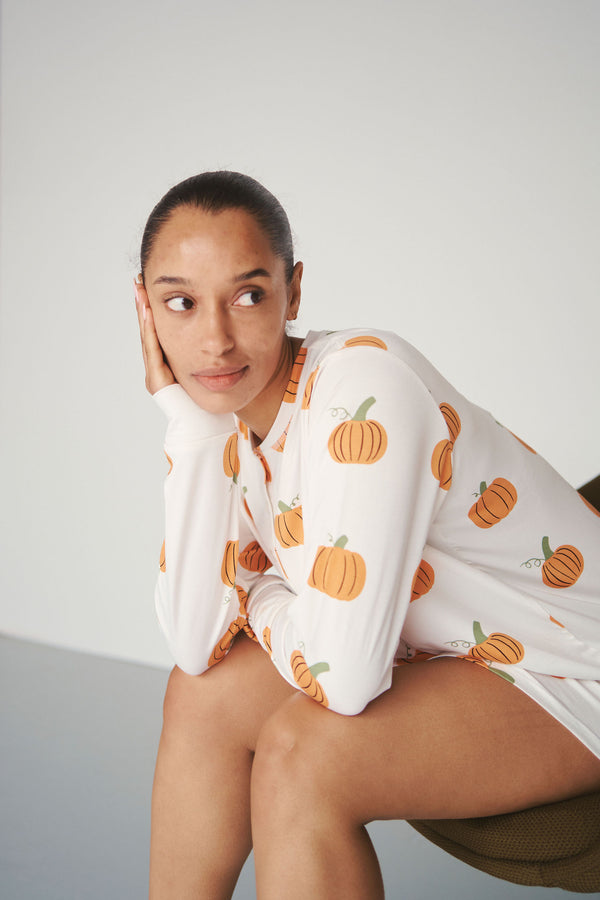 Ladies Henley Nightgown - PUMPKIN