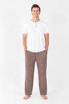 Men's Wide Leg Pant Set - BROWN CHECK