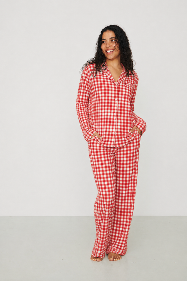 Ladies Collared Set - RED GINGHAM