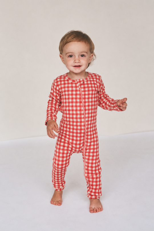 Zipper Sleeper - RED GINGHAM