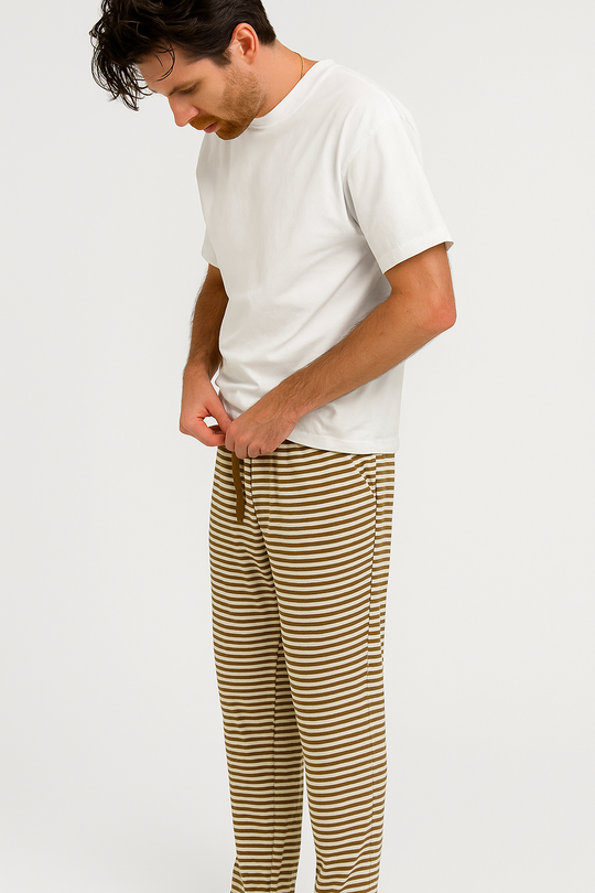 Men's Wide Leg Pant - CARAMEL STRIPE