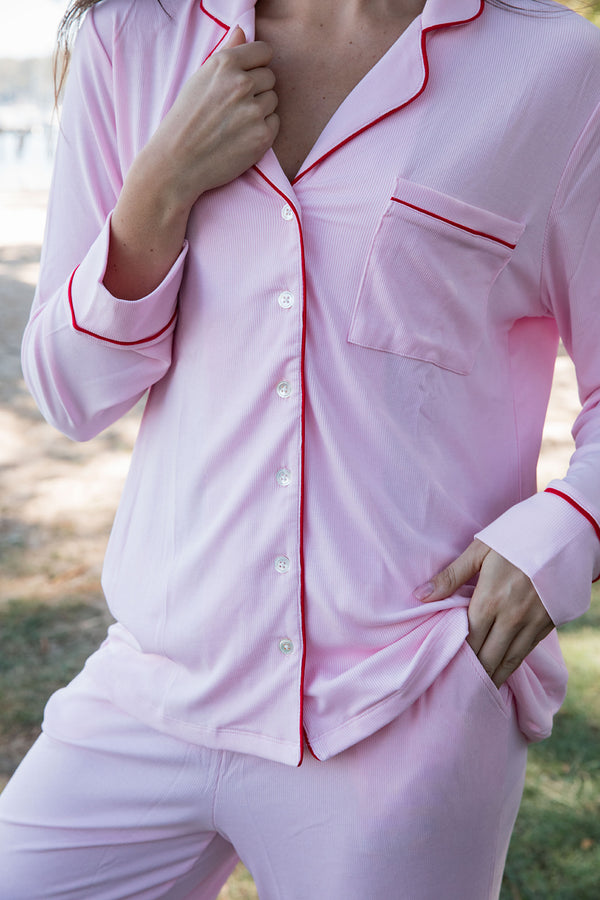 Ladies Collared Set - PINK