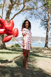 Ladies Ruffled Short Set - RED HEART