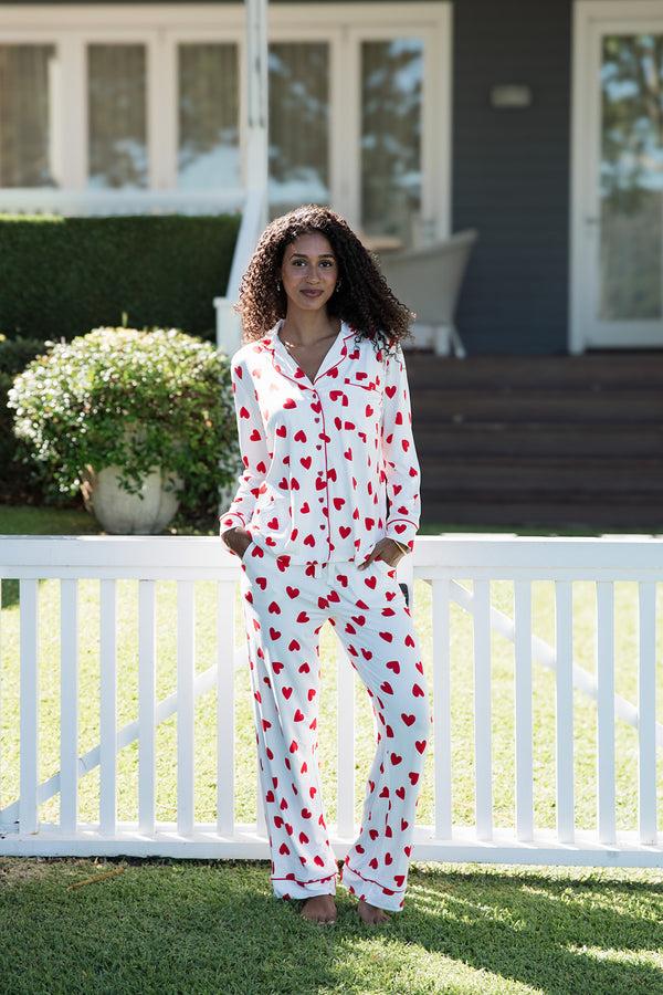 Ladies Collared Set - RED HEART