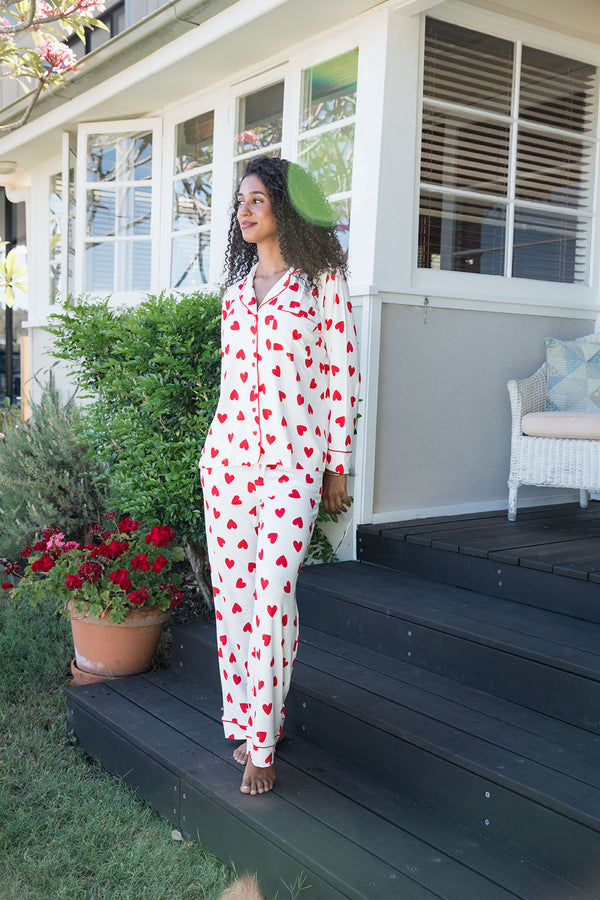 Ladies Collared Set - RED HEART