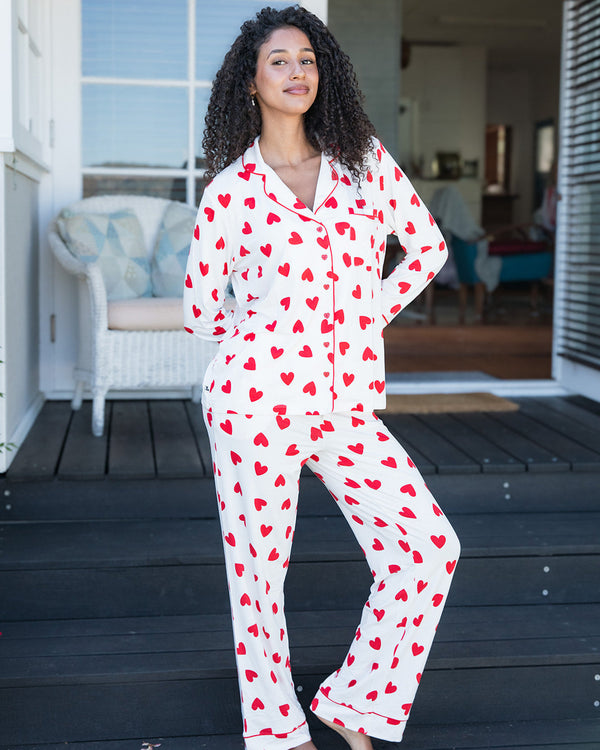 Ladies Collared Set - RED HEART