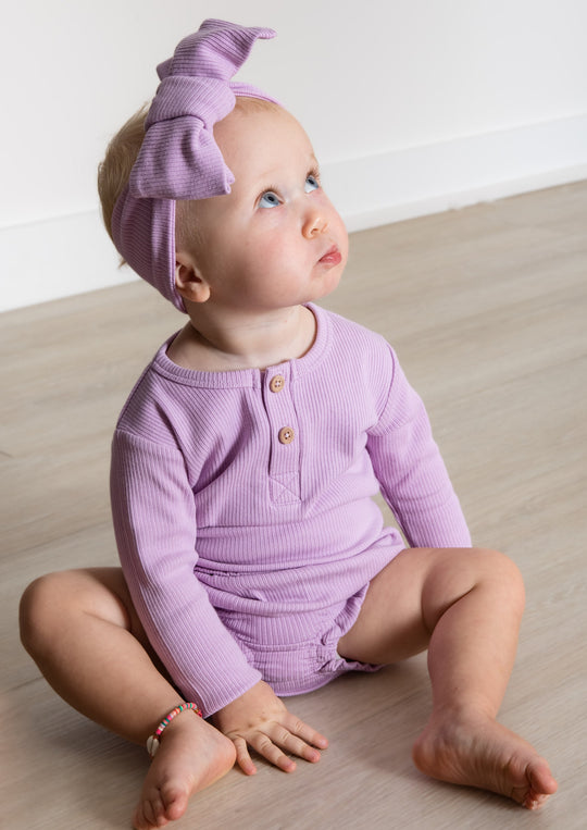 Long Sleeve Henley Bodysuit - GRAPE