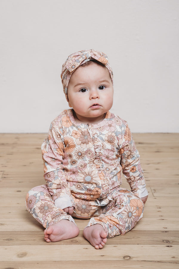 AU | Ruffled Zip Onesie - VINTAGE FLORAL