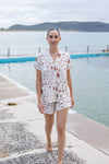 Ladies Mandarin Collar Short Set - SURF SHACK
