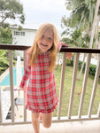 Long Sleeve Ruffled Sleep Dress - RED PLAID