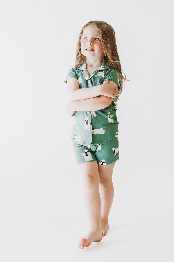 Kid's Button Up Short Set - POLAR BEAR