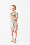 Kid's Button Up Short Set - GINGERBREAD