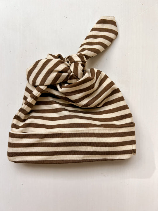 Double Knotted Hat - CARAMEL STRIPE