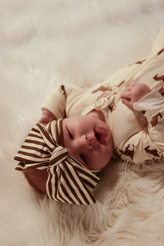 Bow Headband - CARAMEL STRIPE