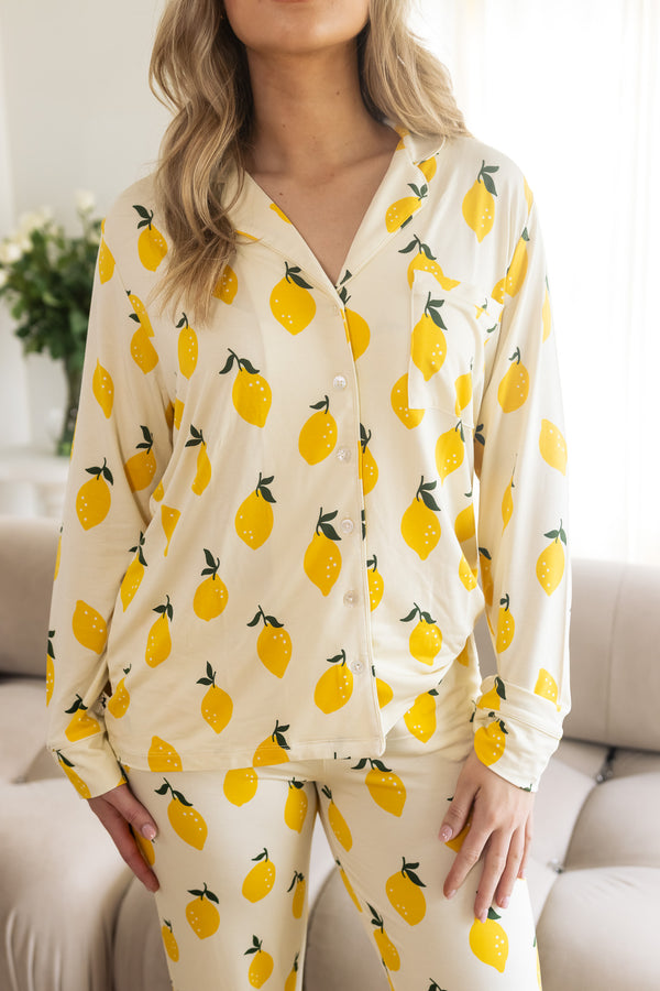 Ladies Collared Set - LEMON SORBET