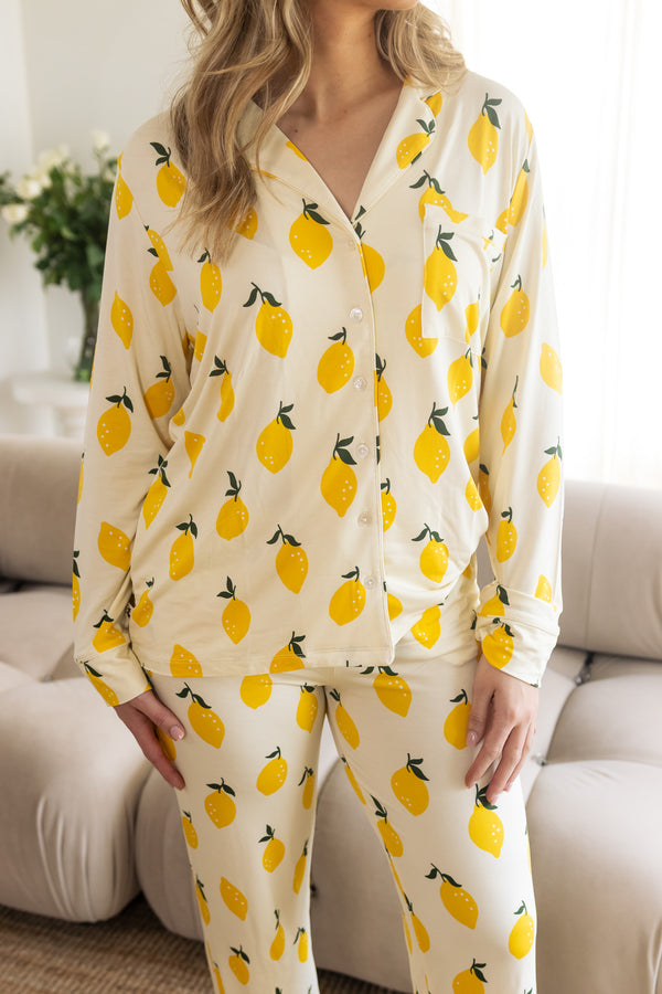 Ladies Collared Set - LEMON SORBET
