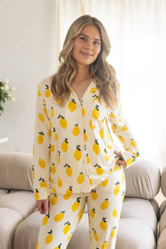 Ladies Collared Set - LEMON SORBET