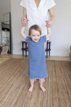 Short Sleeve Ruffled Sleep Dress - NAVY GINGHAM