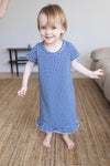 Short Sleeve Ruffled Sleep Dress - NAVY GINGHAM