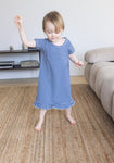 Short Sleeve Ruffled Sleep Dress - NAVY GINGHAM