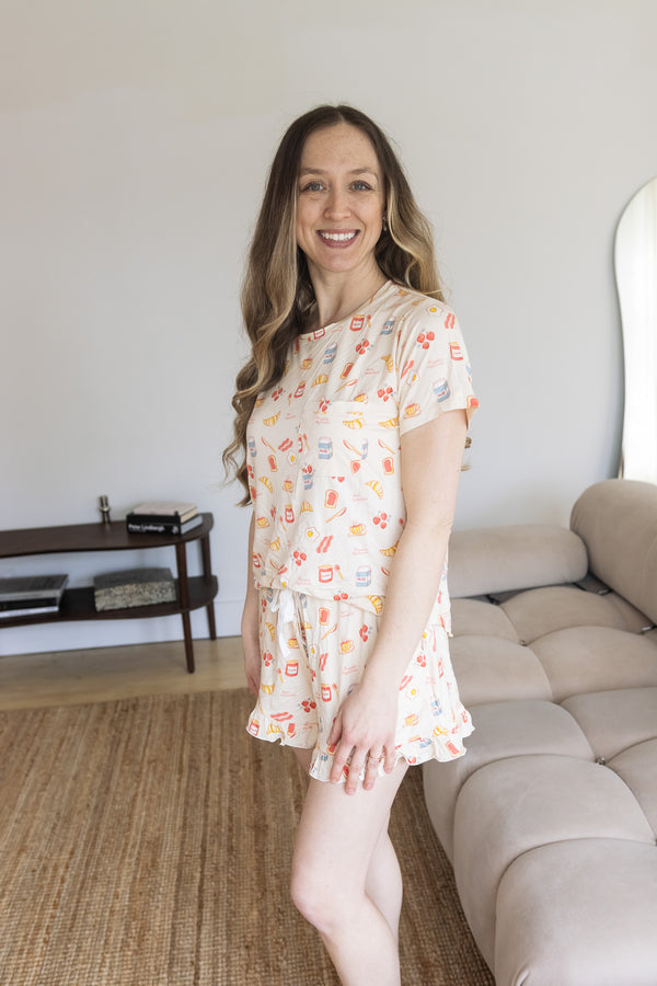 Ladies Ruffled Short Set - BREAKFAST IN BED