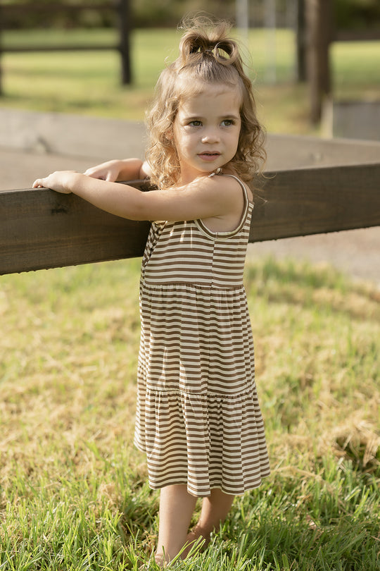 Kids Twirl Dress - CARAMEL STRIPE