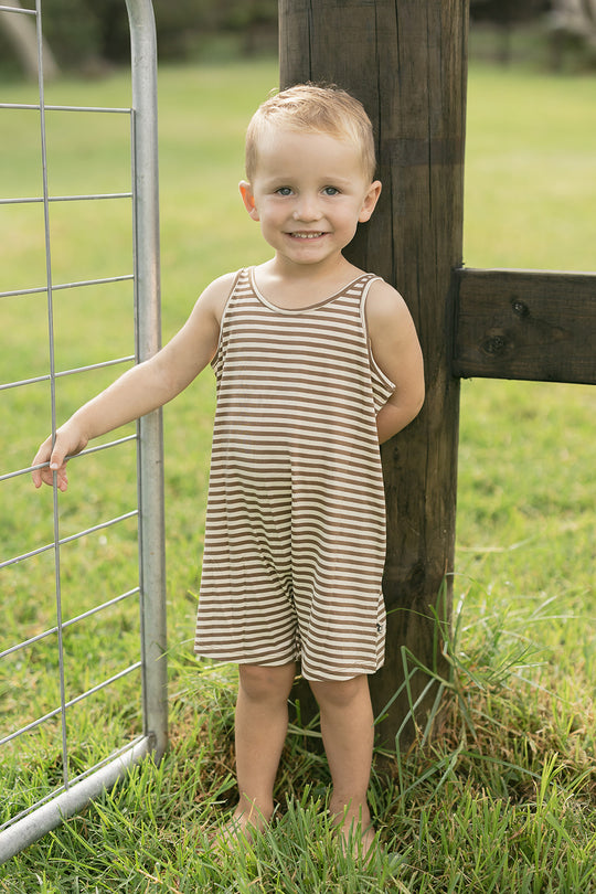 Tank Romper - CARAMEL STRIPE