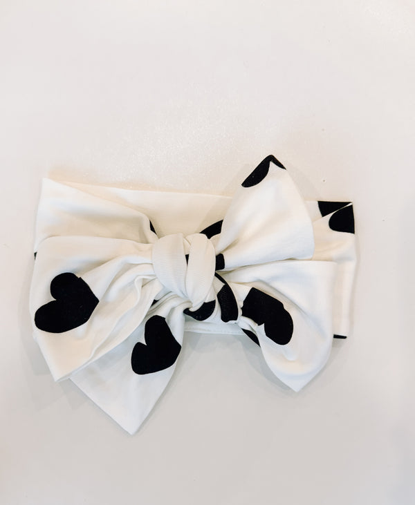 Bow Headband -BLACK HEART