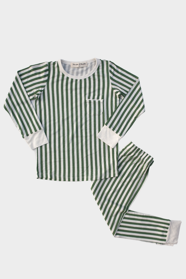 Classic Thermal Pajama - GREEN STRIPE
